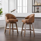 Hannah - Set of 2 - 29" Coffee Polyester Counter Height Swivel Bar Stools with Solid Wood Frame and 360-Degree Rotation