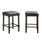 Sylphira - Set of 2 - 26" Grey Upholstered Wood Swivel Counter Height Stools with Bronze Nailhead Trim