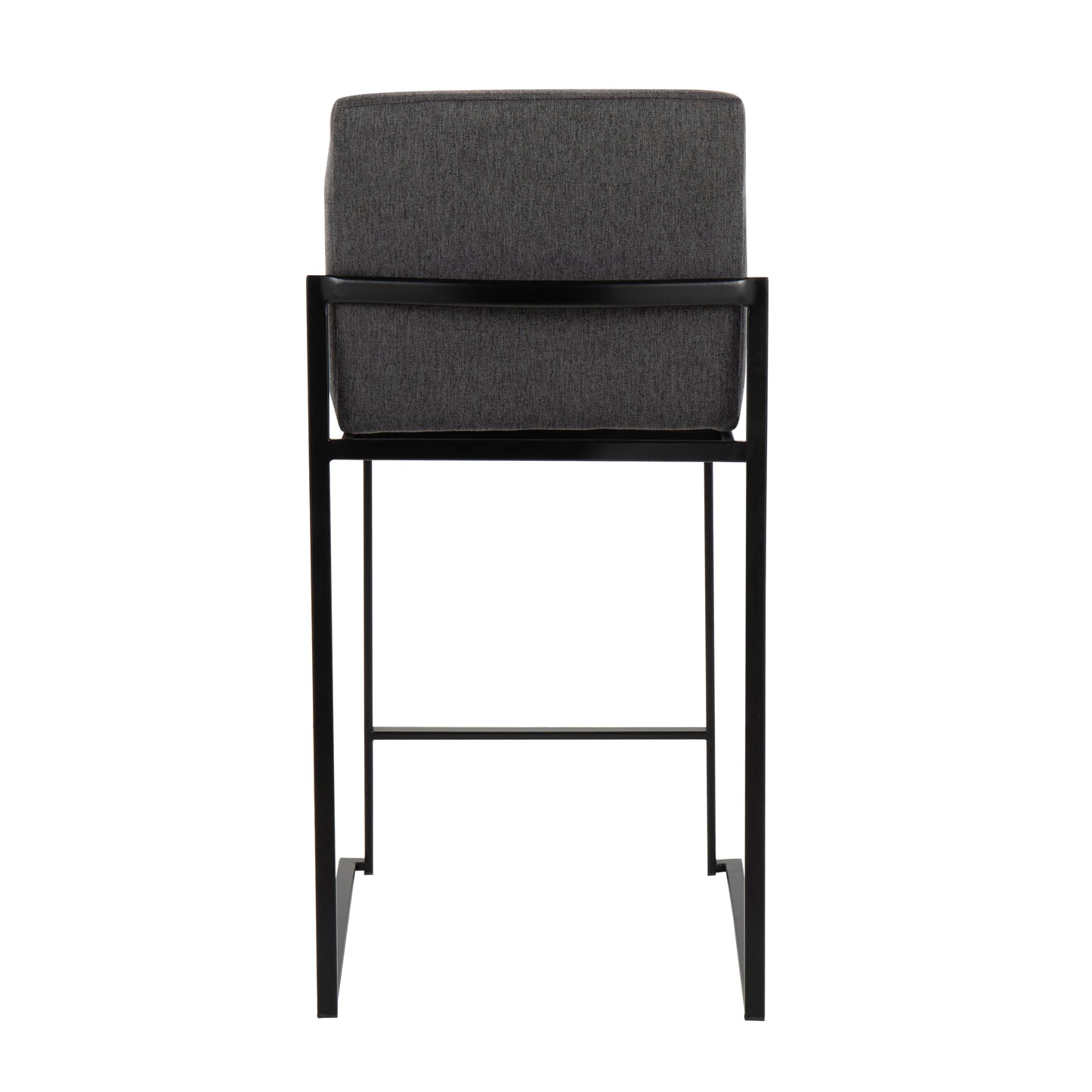 Lehis - Set of 2 - 24" Black Steel & Charcoal Fabric High Back Counter Stools, Contemporary Design