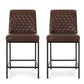 Mirole- Set of 2 - 26" Dark Brown Leather Counter Stools with High Back