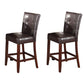 Dawson - Set of 2 - 24" Espresso & Walnut Counter Height Stools, Button-Tufted Backrest, Faux Leather Upholstery