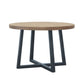Round Dining Table With Wire Brushed Mindi Top And Mahogany Base - Wheat