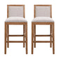 Montague - Set of 2 - 24" Retro Bar Stools with Rubberwood Frame and Upholstered Fabric Cushions, Classic Espresso Design