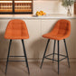 Brentwood - Set of 2 - 26" Brown Faux Leather Counter Stools with Metal Frame and Footrest, Modern Armless Bar Chairs