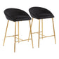 Matisse - Set of 2 - 26"Black Velvet Counter Stools with Gold Frame