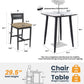5 Pieces Outdoor Patio Bar Set, Rounded Square Table & 4 Aluminum Bar Stools