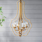 4 Light Metal Chandelier, Hanging Light Fixture With Adjustable Chain For Kitchen, Bulb Not Included - Gold