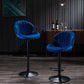 Azure - Set of 2 - 27" Adjustable Blue Bar Stools with Backrest and Footrest, Counter Height Chairs for Kitchen or Pub