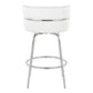 Landon - Set of 2 - 26" White Swivel Counter Stools, Chrome Metal & Faux Leather