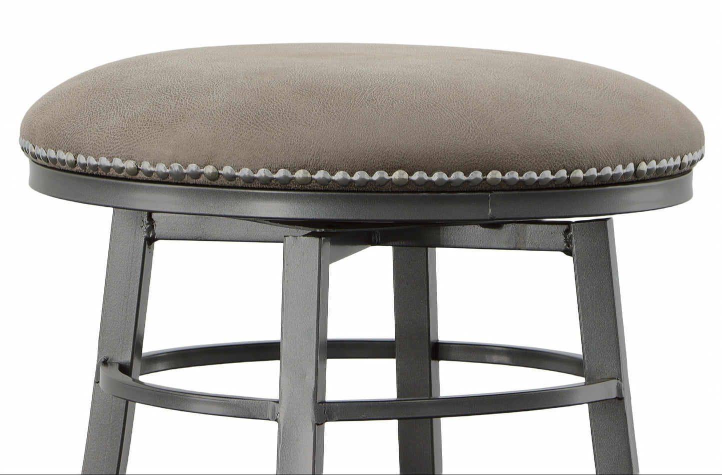 Hiaven - Set of 2 - 30" Dark Gray Wood Backless Swivel Bar Stools with Upholstered Seats