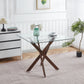 Dining Table With Cross Metal Leg And Tempered Glass, Modern Space Saving Kitchen Table For Living Room Legs, Square Table