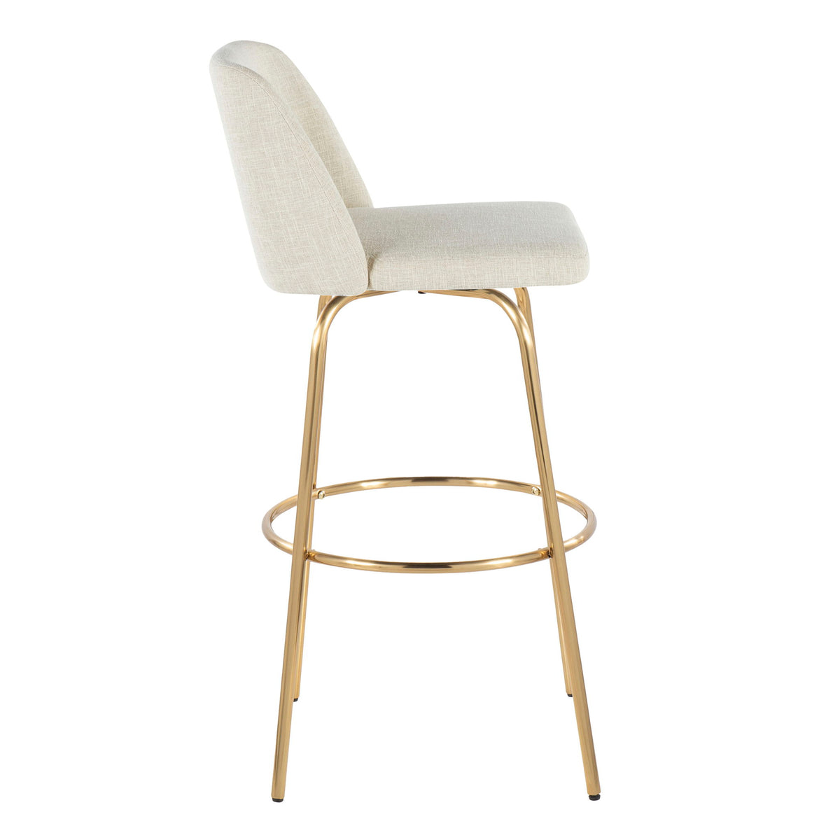 Toriano - Contemporary Fixed Height Barstool Swivel With Round Footrest (Set of 2) - Cream