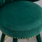 Lurian - Set of 2 - 28" Emerald Velvet Swivel Counter Height Bar Stools, Solid Wood Legs, Ergonomic Backrest, Retro Design