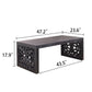Rustic Carved Wood Coffee Table, Handcrafted Look With Ornate Side Panels