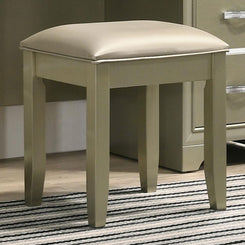 Emmeline - Set of 2 - 24" Glam Vanity Stool in Champagne Finish with Upholstered Padded Seat