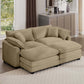 Oversized Modular Cushion Sofa With Ottoman, Low Back, Deep Seating Sofa Set