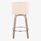 Thilvora - Set of 2 - 26" Contemporary Swivel Counter Stools with Light Grey and Cream Faux Leather Upholstery