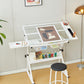 Adjustable Tempered Glass Drafting Printing Table With Chair