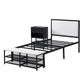 Platform Bed With 2 Tier Storage Shelves, Storage Cabinet