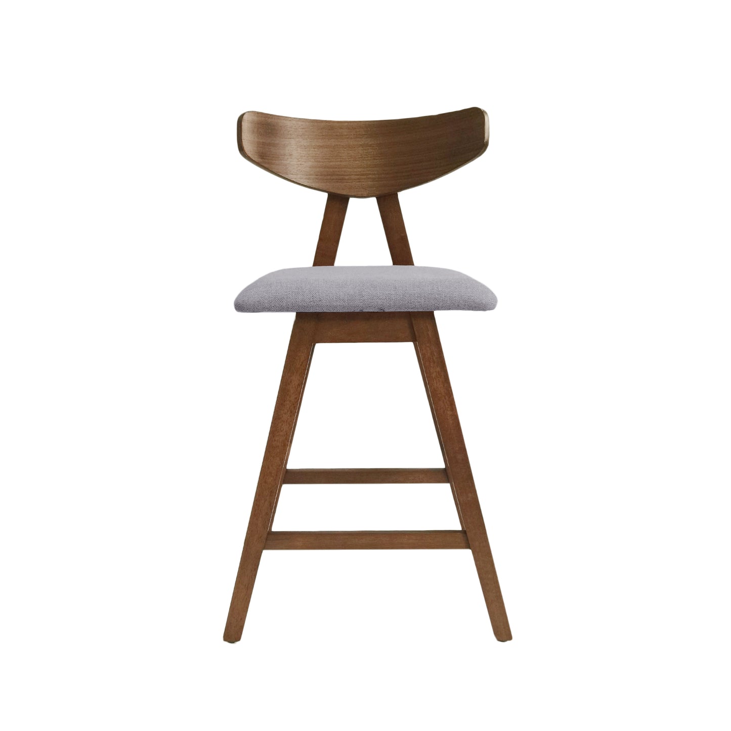 Harvalla - Set of 2 -25" Dark Grey Fabric Counter Stools with Mid-Century Wood Legs