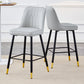 Hamilton - Set of 2 - 29" Light Gray PU Bar Stools with Gold-Decorated Black Metal Legs and Footrest