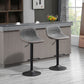 Hillcrest  - Set of 2 - 26" Grey Swivel Adjustable Bar Stools with Padded Back for Kitchen, Counter, and Home Bar