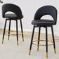 Zyfer - Set of 2 - 29" Black Bar Stools with 360° Swivel PU Leather Seats and Metal Legs