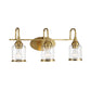 3 Lights Brush Vanity Light - Clear / Gold