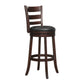 Velante – Set of 2 – 30" Swivel Bar Stools in Dark Cherry with Black Faux Leather Upholstery and Solid Wood Frame