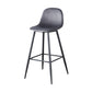 Nero - Set of 2 - 30" Dark Grey Velvet Bar Stools with Backrest, Black Metal Legs, and Footrests