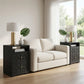 Nightstand With Diamond Carvings Handles, 2 Drawers & Charging Station