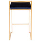 Lola - Set of 3 - 26" Stackable Counter Stools in Gold Metal with Blue Velvet Cushions