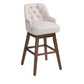 Hearth - Set of 2 - 29" Beige Linen Swivel Bar Stools with High Back and Solid Wood Legs