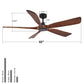 Ceiling Fan With Light And Remote Control, Noiseless, 6 Speeds Reversible, Quiet DC - Matte Black