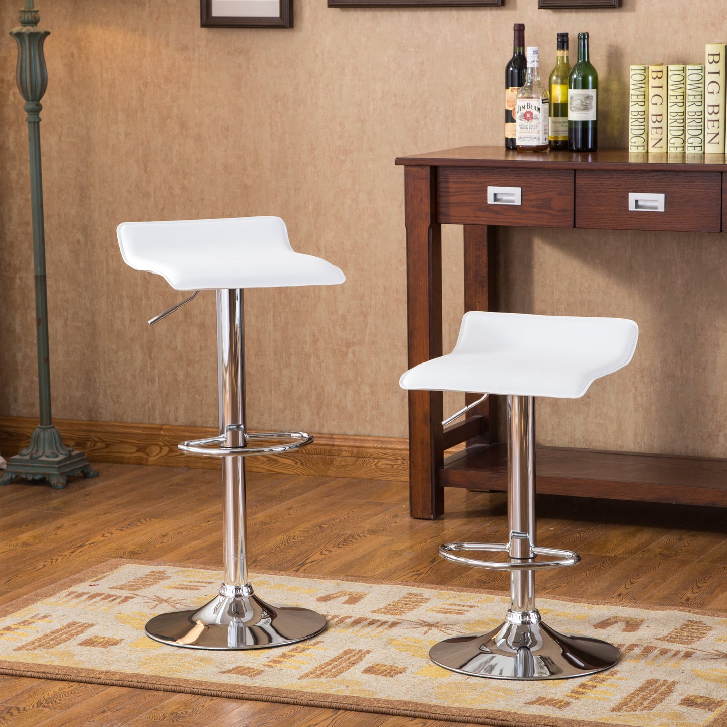 Matrel - Set of 2 - 26" Cream Fabric and Gold Frame Counter Stools