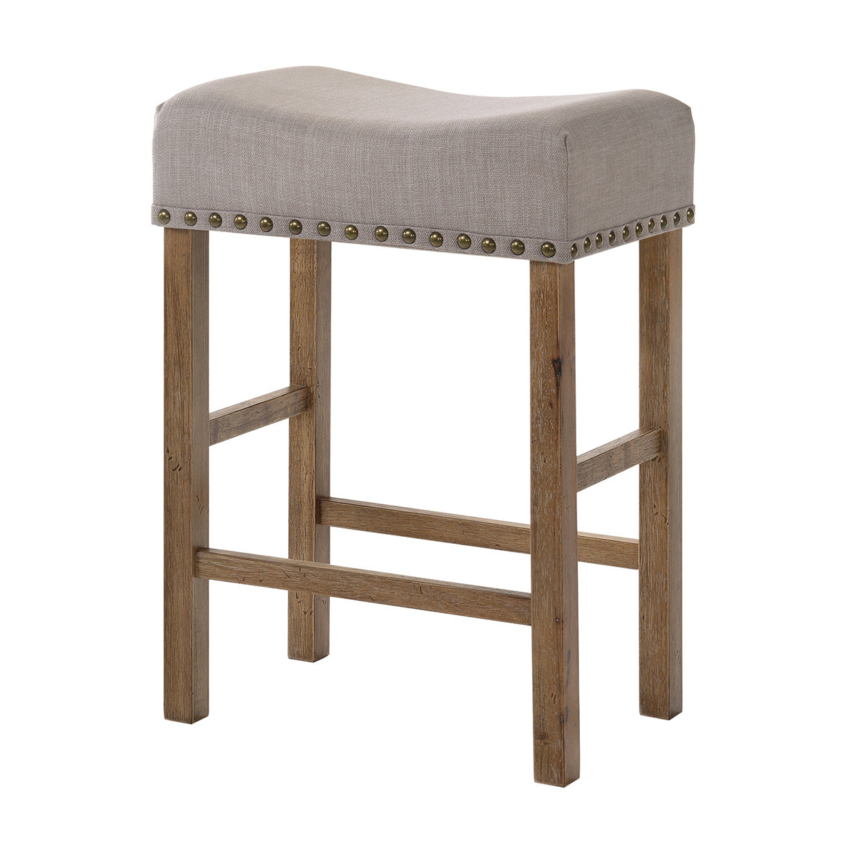 Valgris - Set of 2 - 28" Tan and Weathered Oak Counter Height Stools