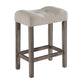 Lucille - Set of 5 - 36" Bronter wn CouHeight Pub Table with Creamy White Tufted Linen Stools