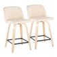 Toriano - Contemporary Modern Design Fixed Height Counter Stool With Swivel With Square Footrest (Set of 2)