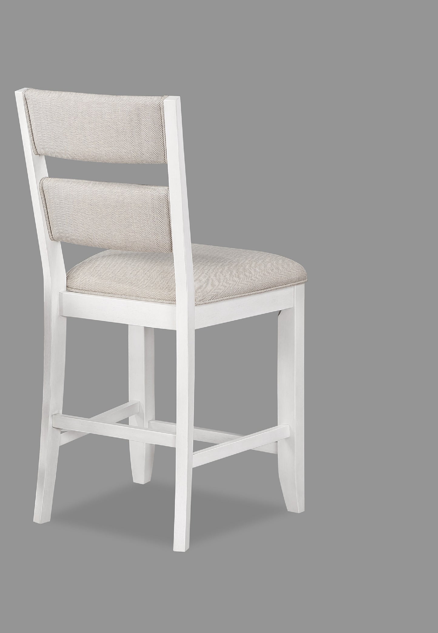 Suzanna - Set of 2 - 24" White Counter Stools with Ladder Back and Cream Cushioned Seats