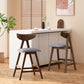 Harvalla - Set of 2 -25" Dark Grey Fabric Counter Stools with Mid-Century Wood Legs