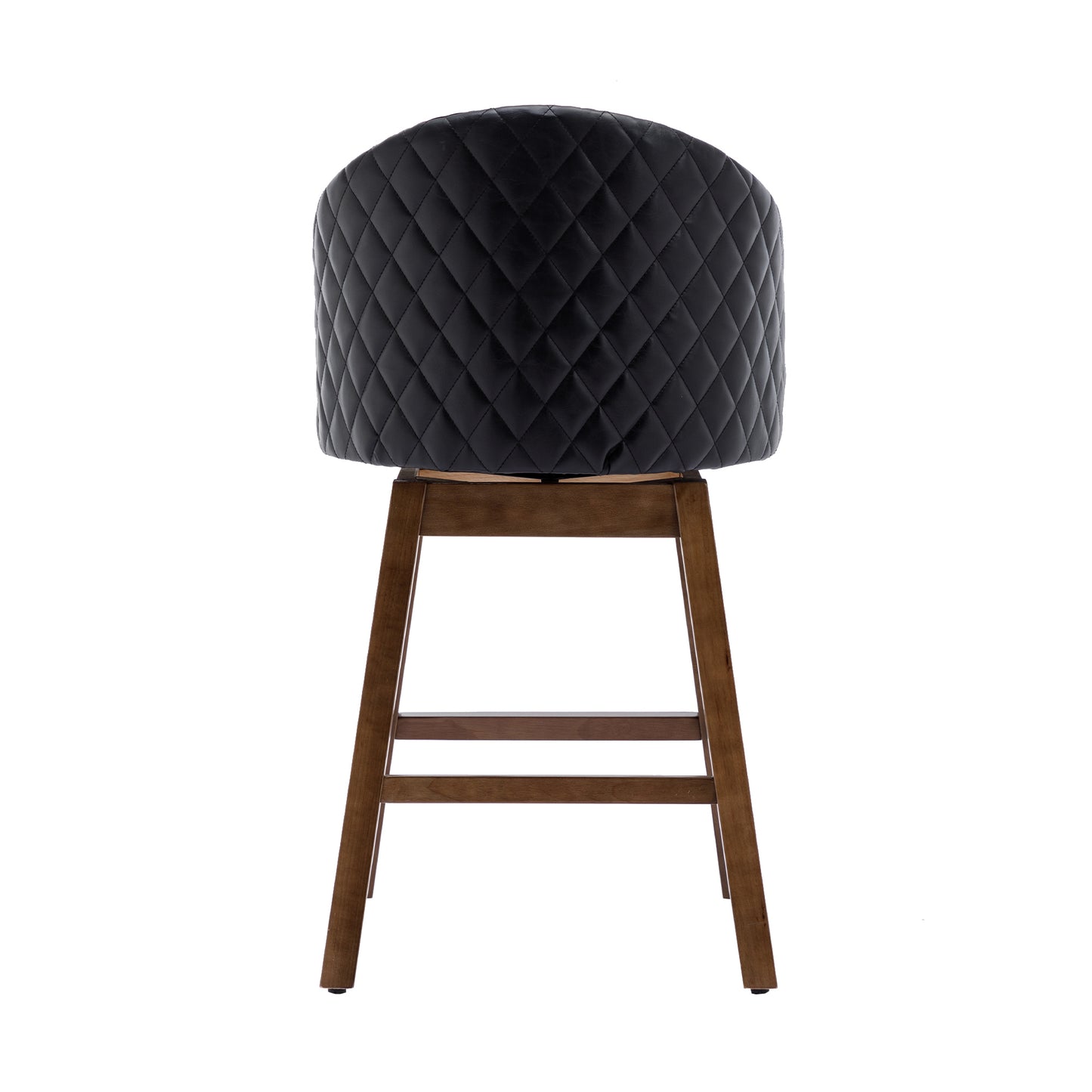 Virissa - Set of 2 - 37" Black PU Counter Height Bar Stools with 360° Swivel, Footrest, and Solid Wood Legs