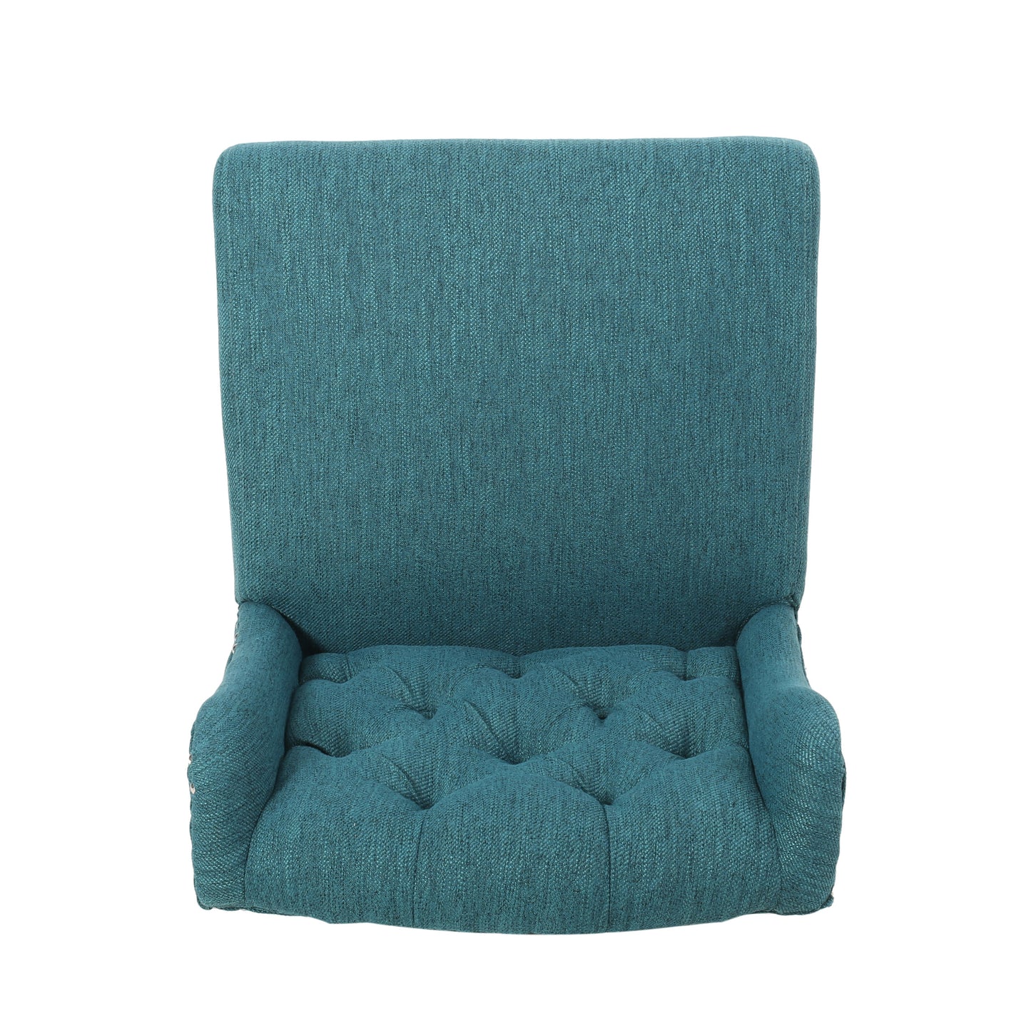 Votani - Set of 2 - 31" Teal Fabric Tufted Wingback Counter Stools with Dark Brown Legs