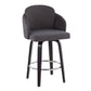 Celeste - Set of 2 - 30" Black Counter Stools in Grey Fabric with Chrome Footrest