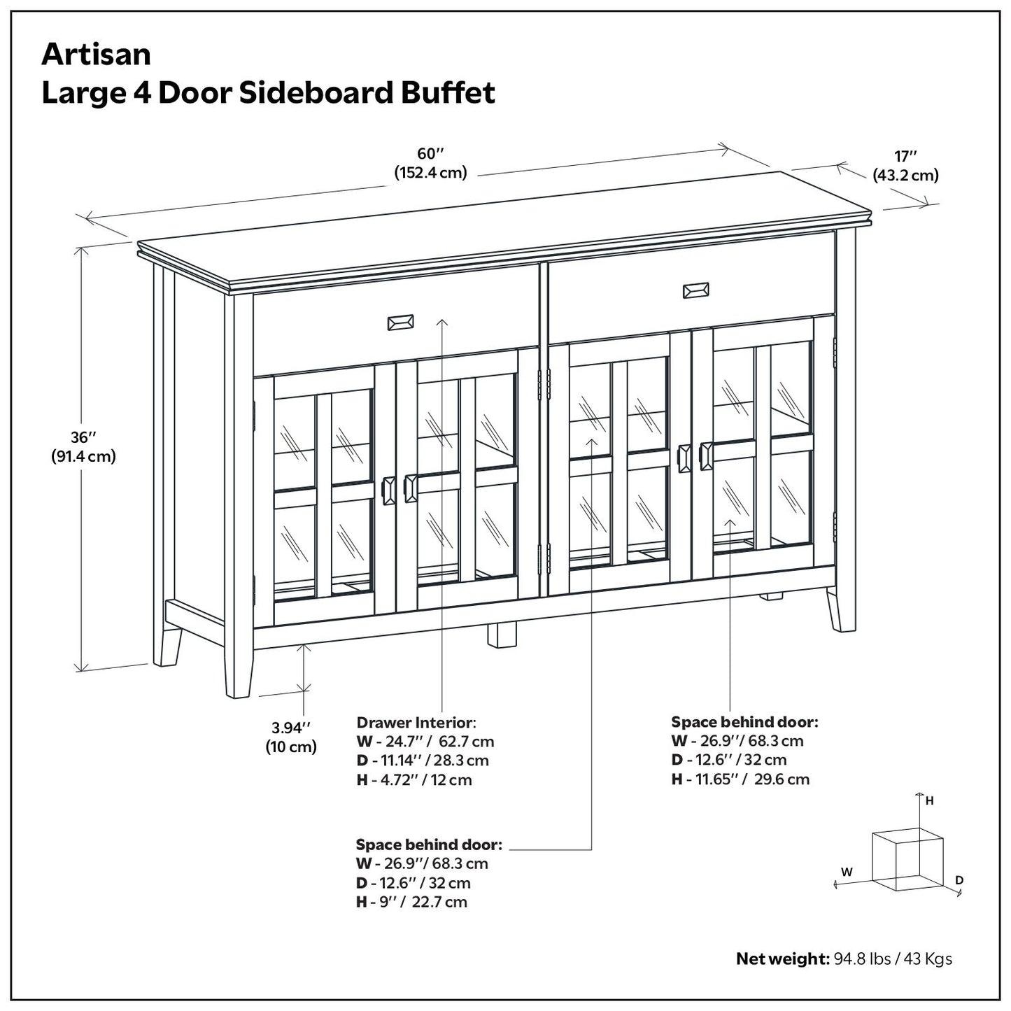 Artisan - 4 Door Sideboard Buffet