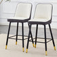 Holborn - Set of 2 - 27" Black Swivel Wood Bar Stools with High Back, Modern PU Seat, Gold Accents, and Metal Legs