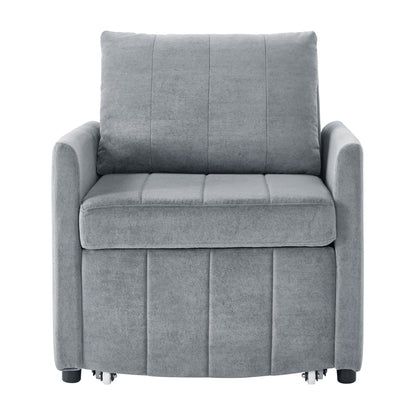 Upholstered Convertible Sleeper Sofa With 5 Position Backrest, Side Pockets, Storage