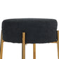 Omnira - Set of 2 - 24" Black Upholstered Round Bar Stools with Non-Slip Feet and Minimalist Design