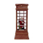 Christmas Lighted Water Spinning Phone Booth With Santa On Phone, 3*AA Batteries Required - White / Red