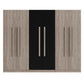 6 Doors Wardrobe Storage For Bedroom, With 2 Drawers Inside - Black / Nature
