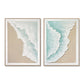 Framed Ocean Wave Wall Art, Textured Canvas Painting, Beach Decor For Living Room (Set of 2) - Aqua Blue